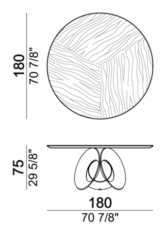Oracle Dining Table by Arketipo, size drawing: Dining table