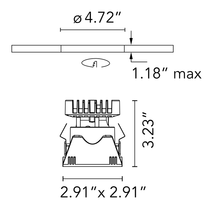Kap 80 Non IC Downlight by Flos, size drawing: Kap 80 Square Fixed