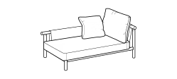 Isamu Outdoor Armchair by Ditre Italia, size drawing: Outdoor dormeuse
