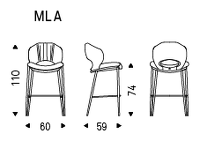 Miranda Stool by Cattelan Italia, size drawing 1
