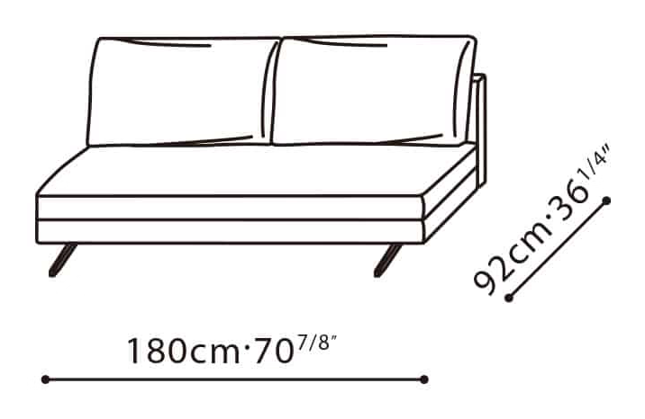 Wake Sofa by Camerich, size drawing: C01D0203