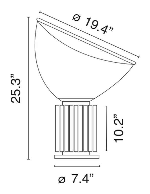 Taccia Table Lamp by Flos, size drawing: Taccia (PMMA)