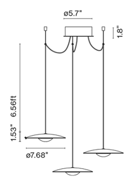 LED-Ginger Pendant Lamp by Marset, size drawing: LED Ginger 20x3