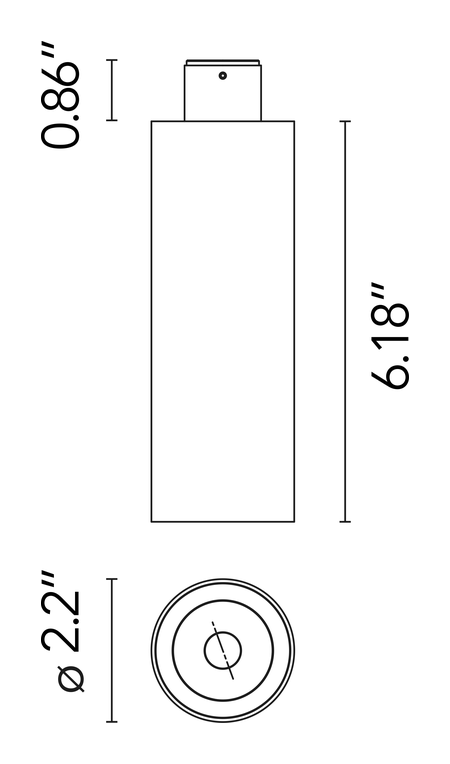 C1 Mono Spot Ceiling Spotlight by Flos, size drawing: C1 Mono Spot Ceiling Large Ø 56