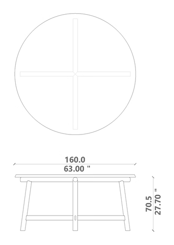 Hydra Dining Table by Talenti, size drawing: Ø 160