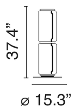 Noctambule Floor Lamp by Flos, size drawing: Noctambule Floor 2 Low Cylinder Small Base