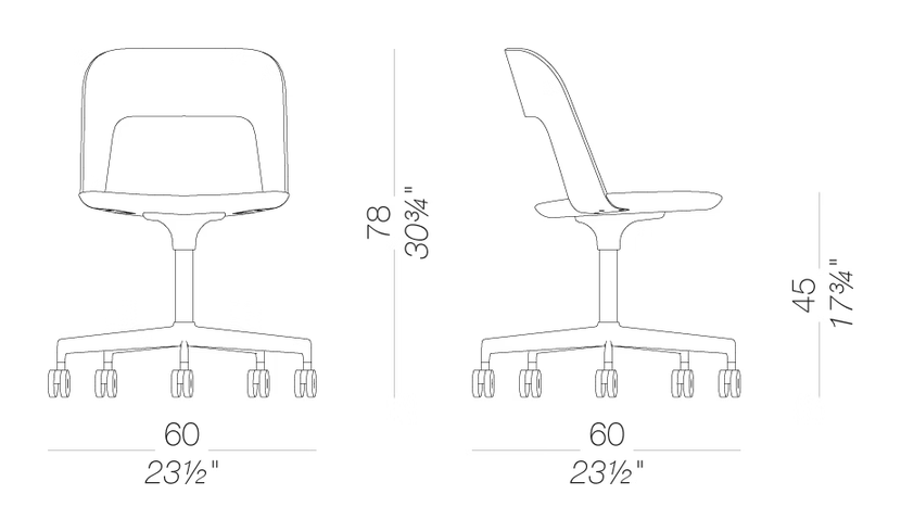 Arco S214 Chair by LaPalma, size drawing