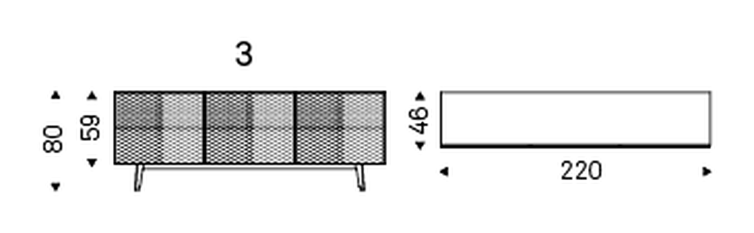 Absolut Sideboard by Cattelan Italia, size drawing 2