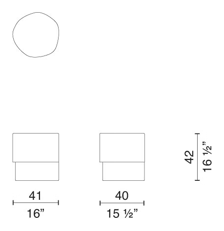 DueVolte Side Table by Cappellini, size drawing: AH2