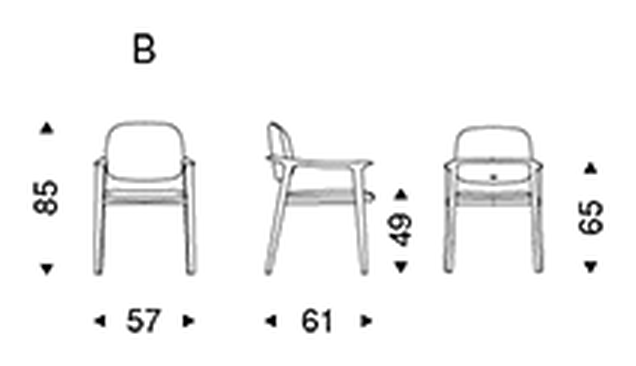 Giselle Armchair by Cattelan Italia, size drawing