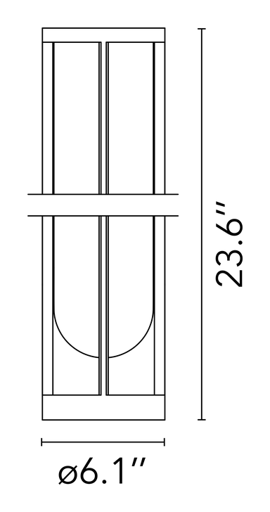 In Vitro Bollard 2 Light by Flos, size drawing