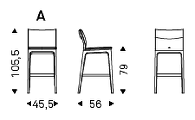 Sofia Stool by Cattelan Italia, size drawing 1