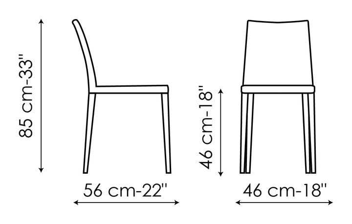Kayla Chair by Bonaldo, size drawing: Kayla