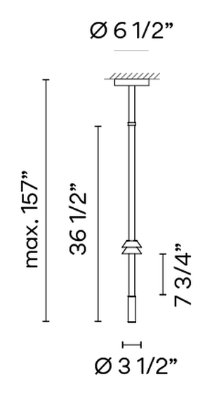 Flamingo Mini Pendant Lamp by Vibia, size drawing: Model 1580