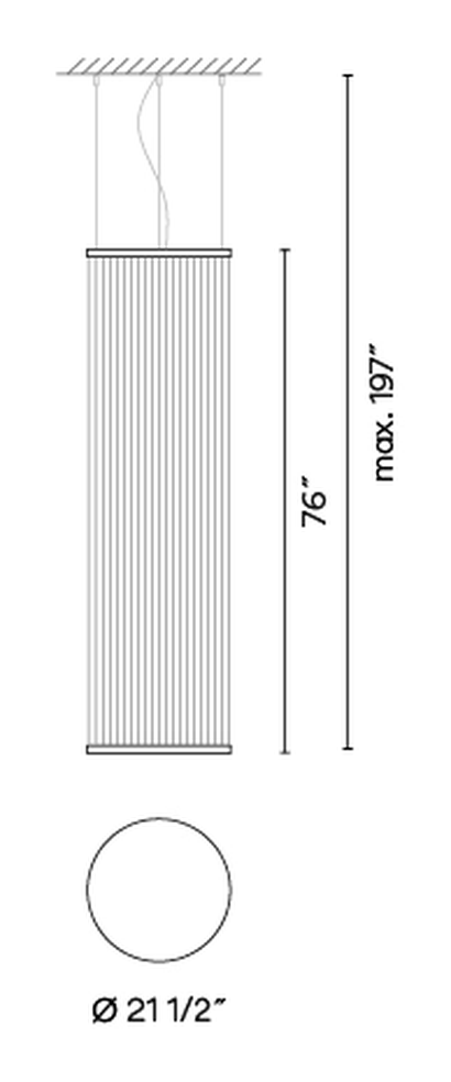 Array Pendant Lamp by Vibia, size drawing: Model 1825