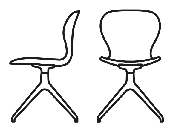 Ops! Chair Upholstered, Swivel by Connubia, size drawing