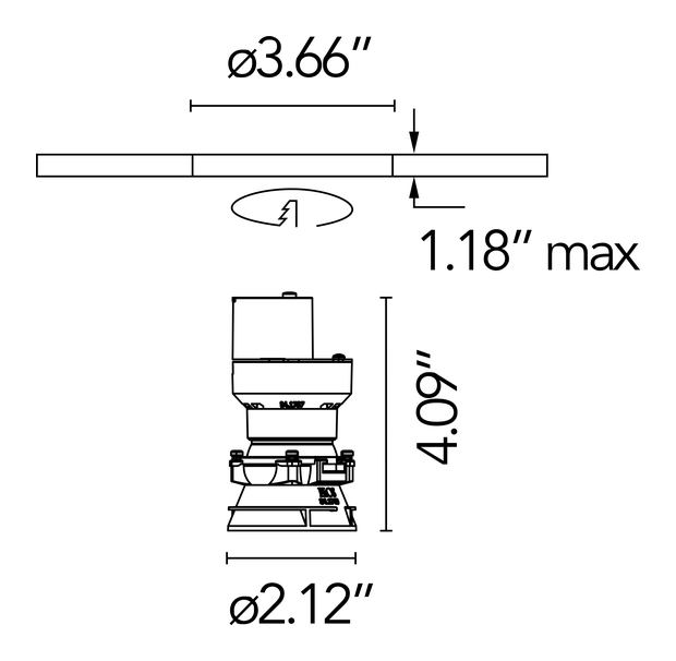 Kap 50 Downlight by Flos, size drawing: Kap Ø 50 Adjustable