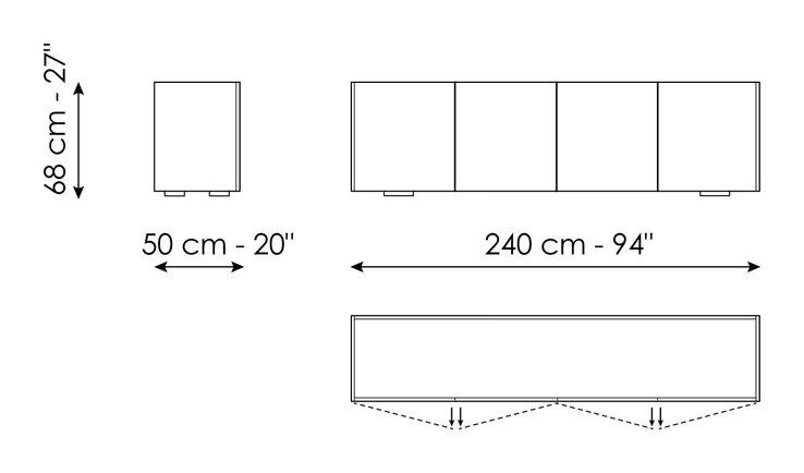 Outline Sideboard by Bonaldo, size drawing 3