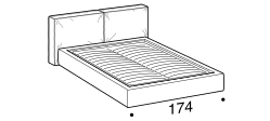 Flann 2.0 Bed by Ditre Italia, size drawing: Double size bed for 160x200 cm mattress