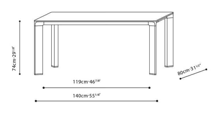 Joint Dining Table by Camerich, size drawing: C05C1306