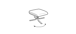 Cut Armchair by Ditre Italia, size drawing: Swivel footstool mix