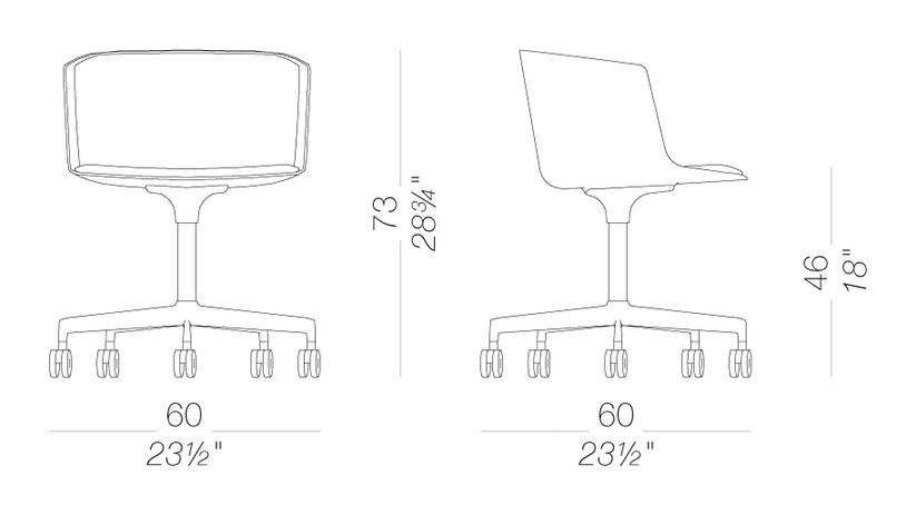 Cut S184-185 Armchair by LaPalma, size drawing