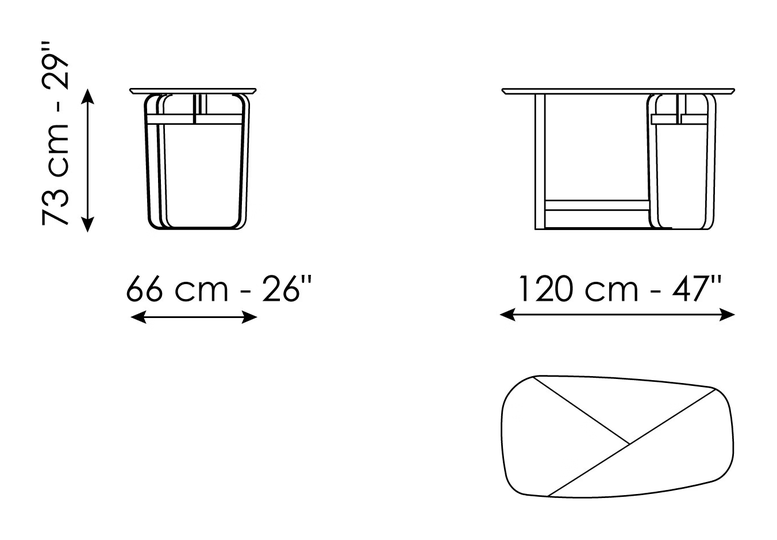 Gauss Desk by Bonaldo, size drawing: Gauss 120