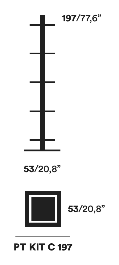 Ptolomeo x4 Bookcase by Opinion Ciatti, size drawing: PT KIT C 197