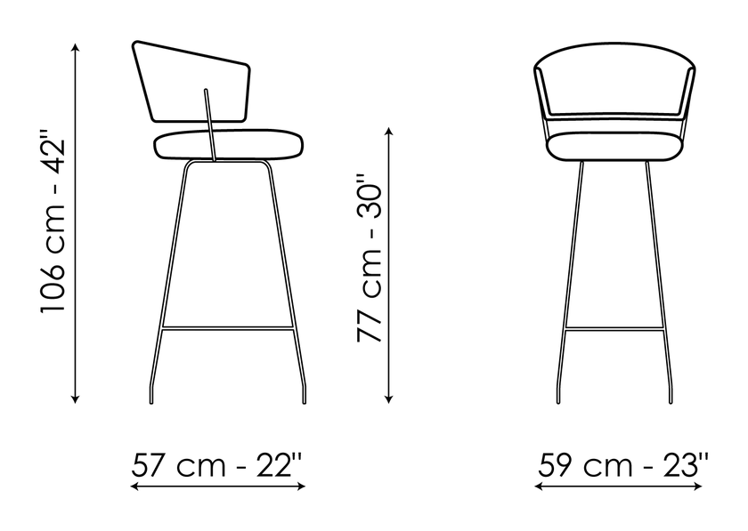 Bahia Too Stool by Bonaldo, size drawing: Bahia too H 77