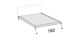 Ada Bed by Ditre Italia, size drawing: Double size bed Wood bed frame for 180x200 cm mattress