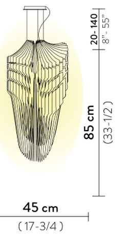 Avia Pendant Lamp by Slamp, size drawing: Avia Suspension Small