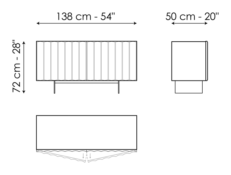 Dorian Sideboard by Bonaldo, size drawing: Dorian 138