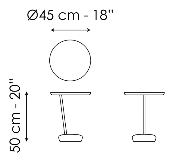 Lupino Coffee Table by Bonaldo, size drawing: Lupino H 50