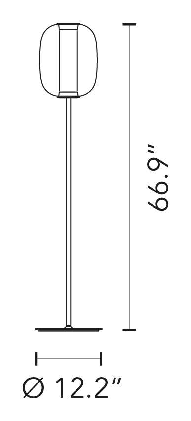 Meridiano Floor Lamp by Fontana Arte, size drawing