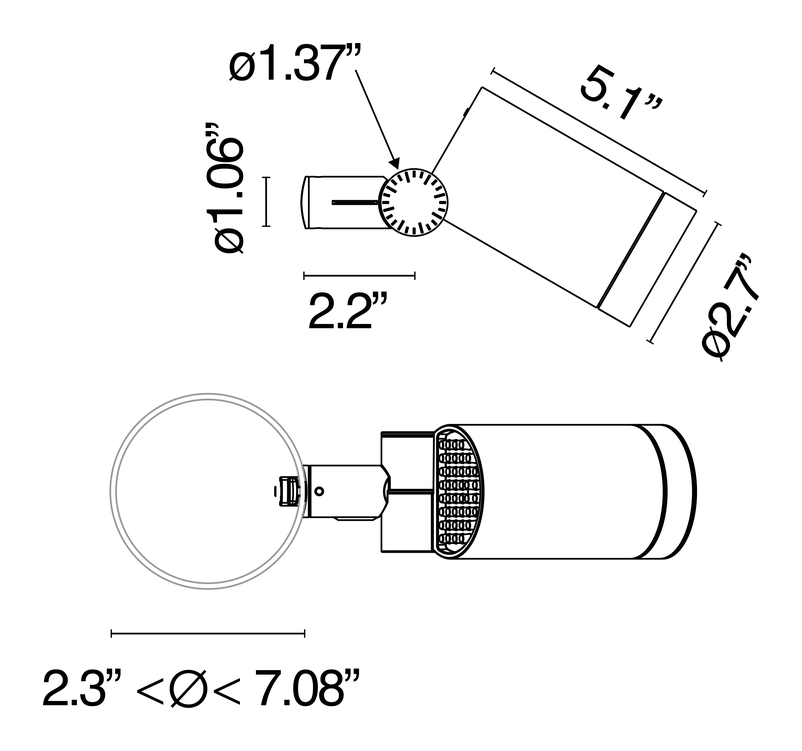 Spine T Absolute Pole-Top Light by Flos, size drawing: Spine T 1 Absolute