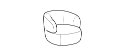 Isla Armchair by Ditre Italia, size drawing: Armchair