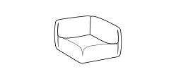 Melville Sofa by Ditre Italia, size drawing: Square corner