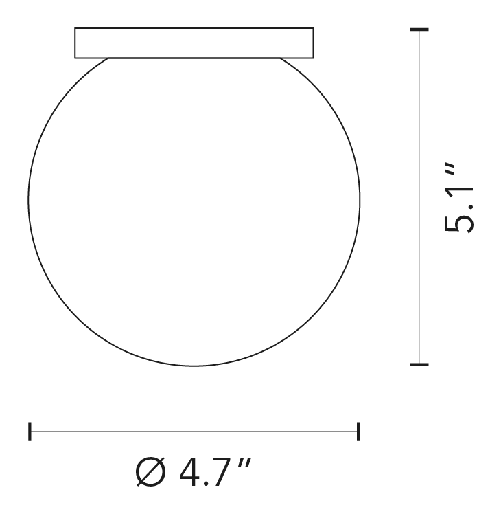 Pallina Wall/Ceiling Lamp by Fontana Arte, size drawing