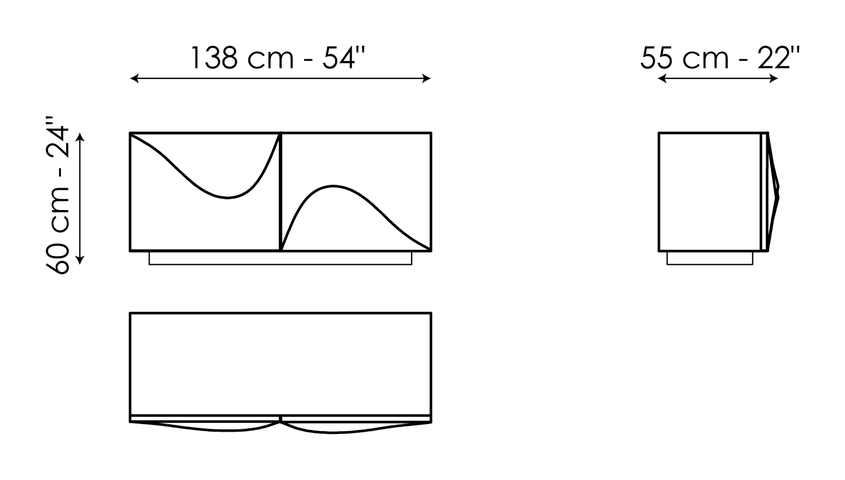 Vertigo Sideboard by Bonaldo, size drawing: Vertigo 138