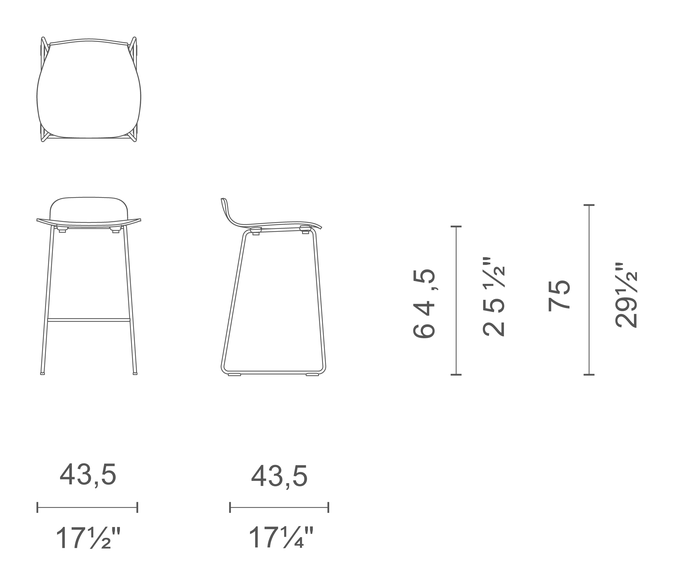 Tate Color Stool by Cappellini, size drawing: TC_31B