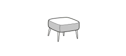 Ray Armchair by Ditre Italia, size drawing: Pouf mix