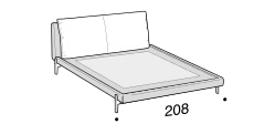 Kim Bed by Ditre Italia, size drawing: King size bed for 193x203 mattress