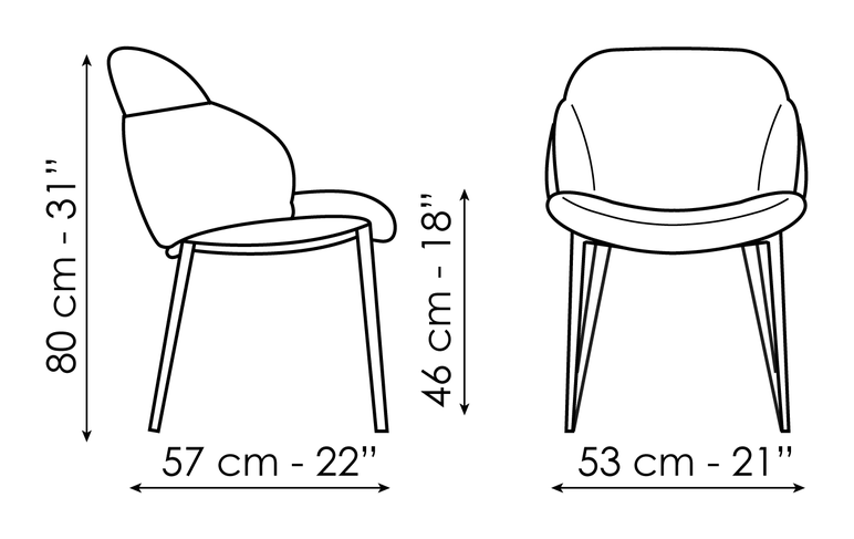 My Way Chair by Bonaldo, size drawing: My way
