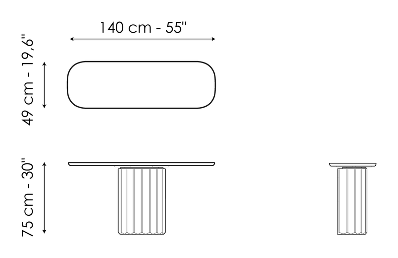 Dorian Console Table by Bonaldo, size drawing 1