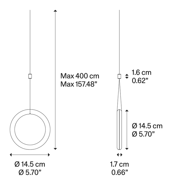 Ivy I Cluster Pendant Lamp by Lodes, size drawing