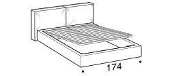 Flann 2.0 Bed by Ditre Italia, size drawing: Double size bed for 160x200 cm mattress with BOX mechanism