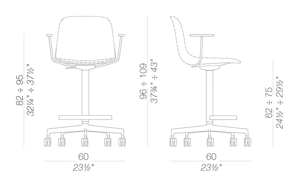 Seela S329 Stool by LaPalma, size drawing