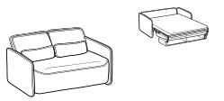 Lulù 2.0 Sofa Bed by Ditre Italia, size drawing: 2-seater sofa bed