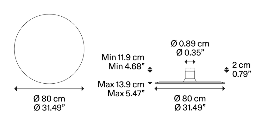 Puzzle Mega Ceiling Lamp by Lodes, size drawing: Puzzle Mega round large