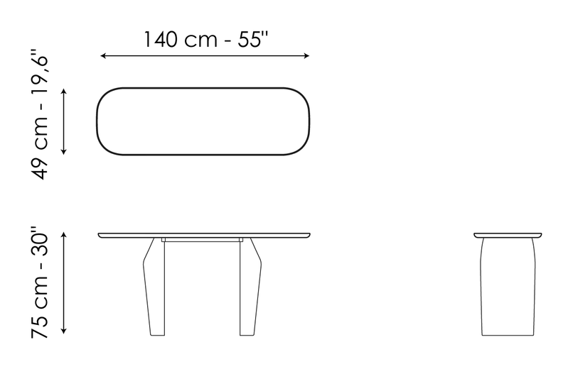 Flame Console Table by Bonaldo, size drawing 1